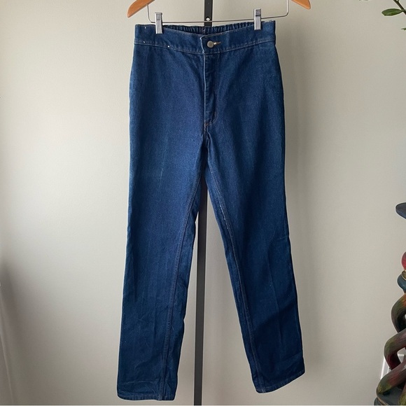 Vintage Wrangler Denim Jeans High Rise Longline Size 30 Tall 70s 80s - Picture 1 of 12